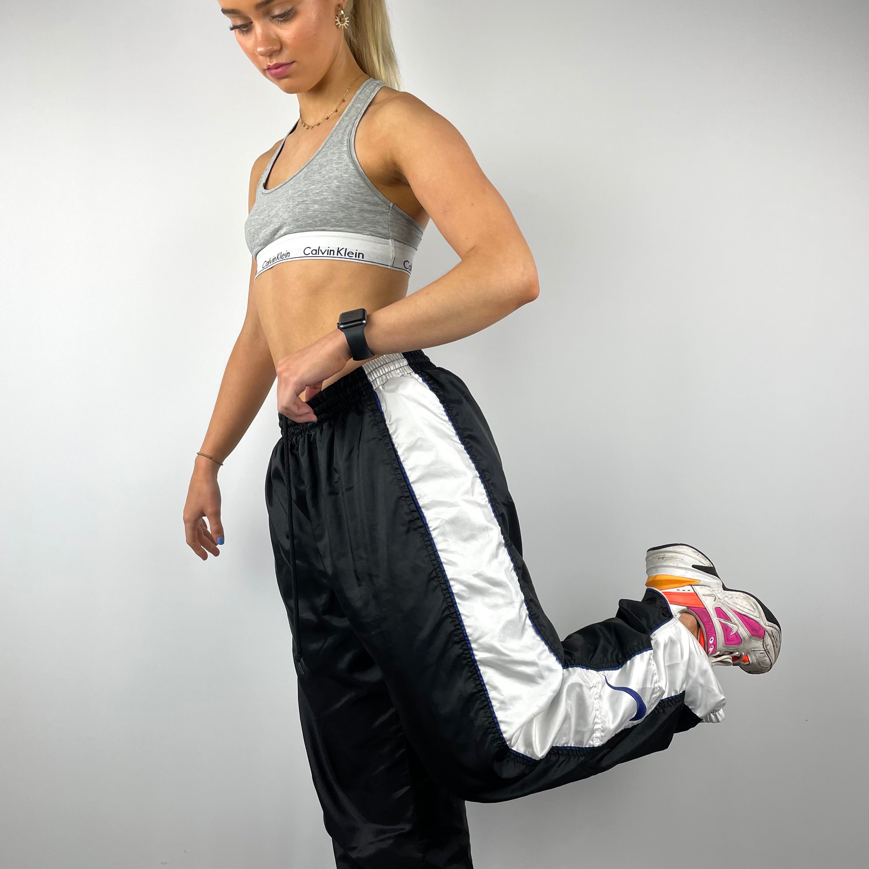Nike Black Embroidered Swoosh Track Pants (M)