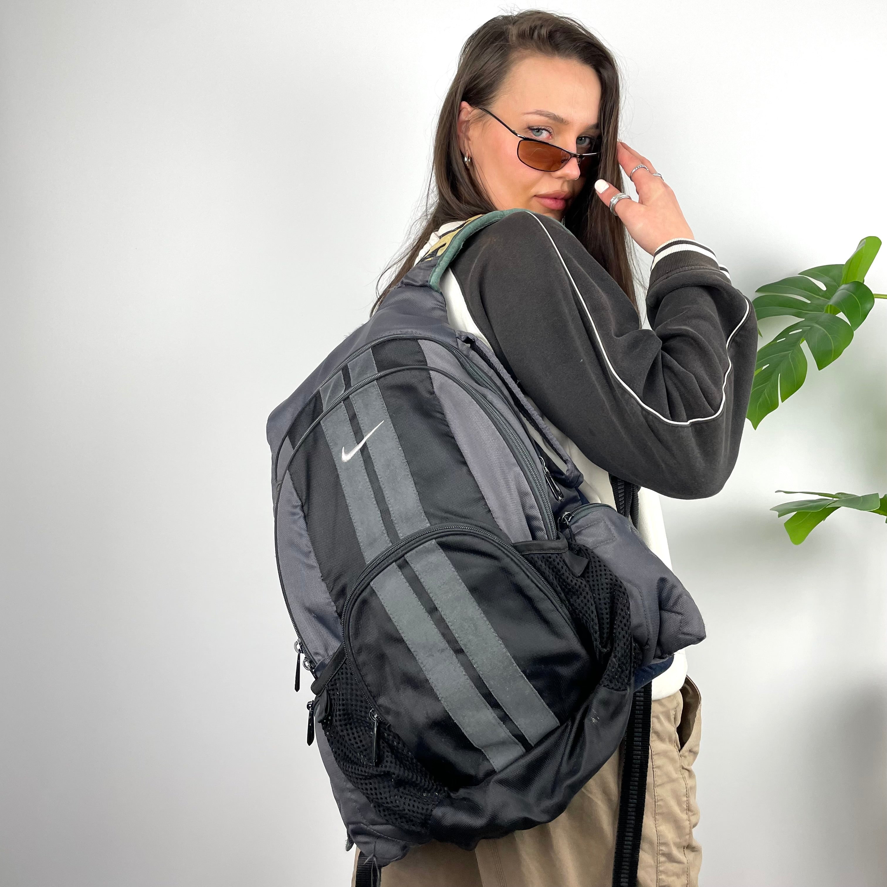Nike RARE Black & Grey Embroidered Swoosh Backpack