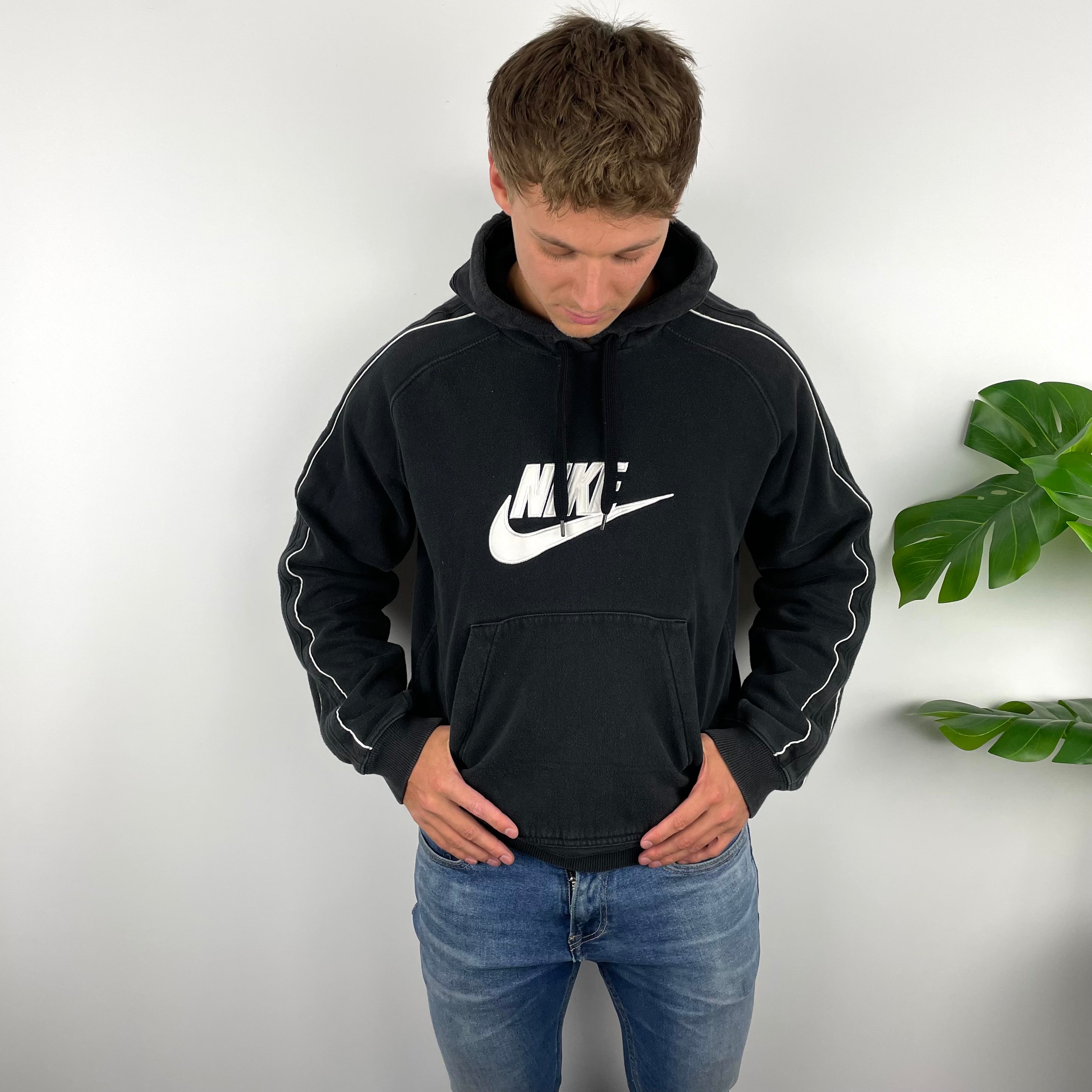 Nike RARE Black Embroidered Spell Out Hoodie (L)