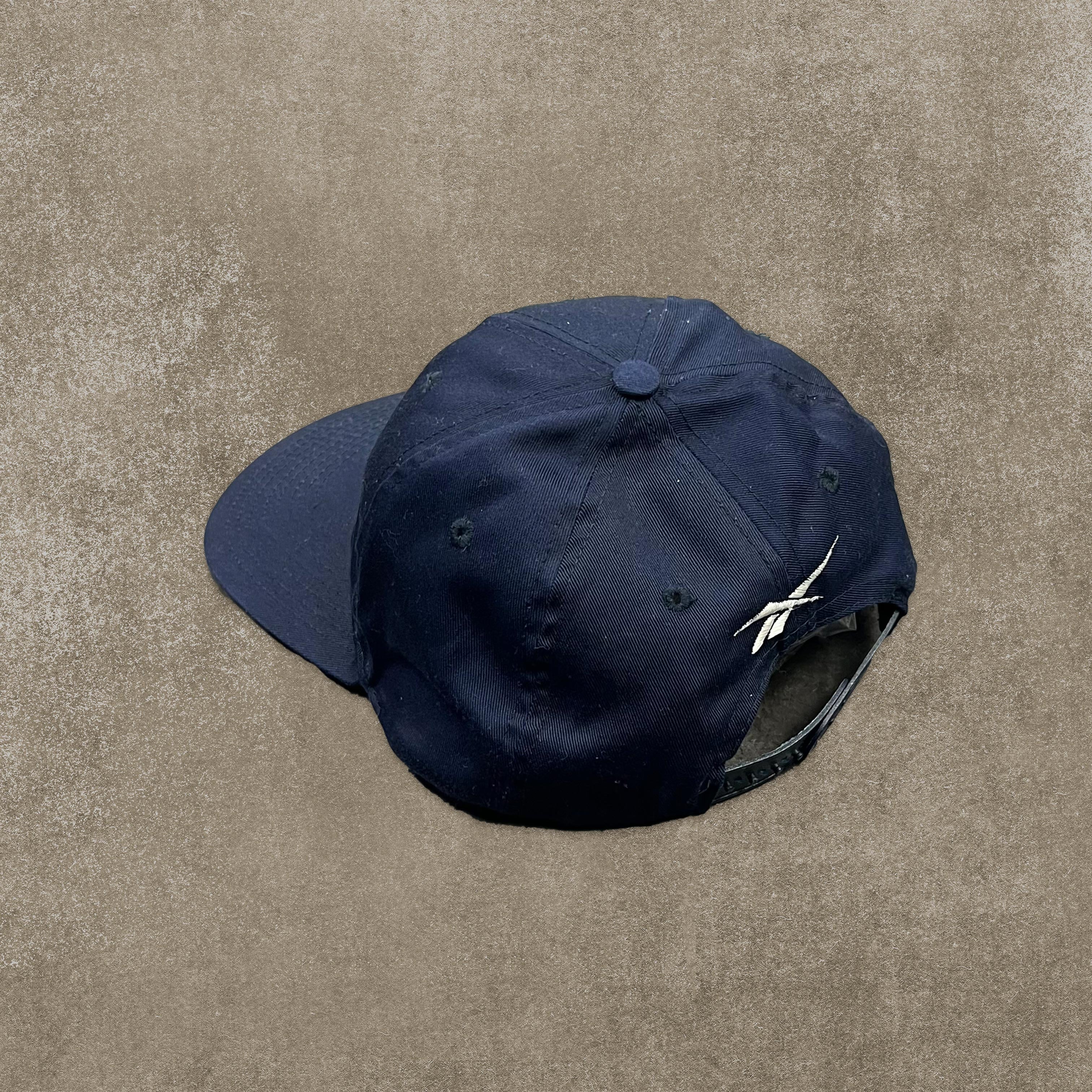 Reebok RARE Navy Embroidered Spell Out Cap