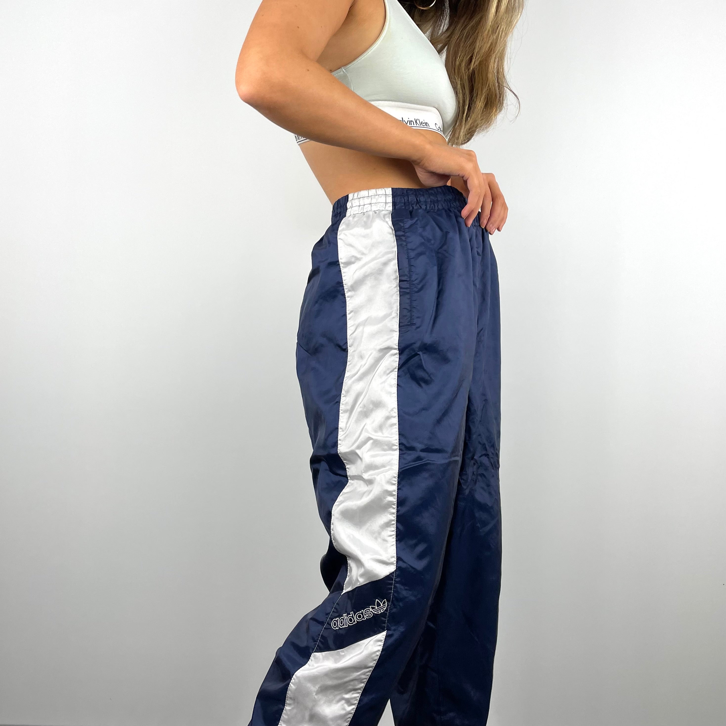 Adidas Navy Embroidered Spell Out Track Pants (L)