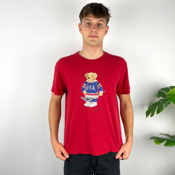 Polo Ralph Lauren Bear Red Spell Out T Shirt (L)