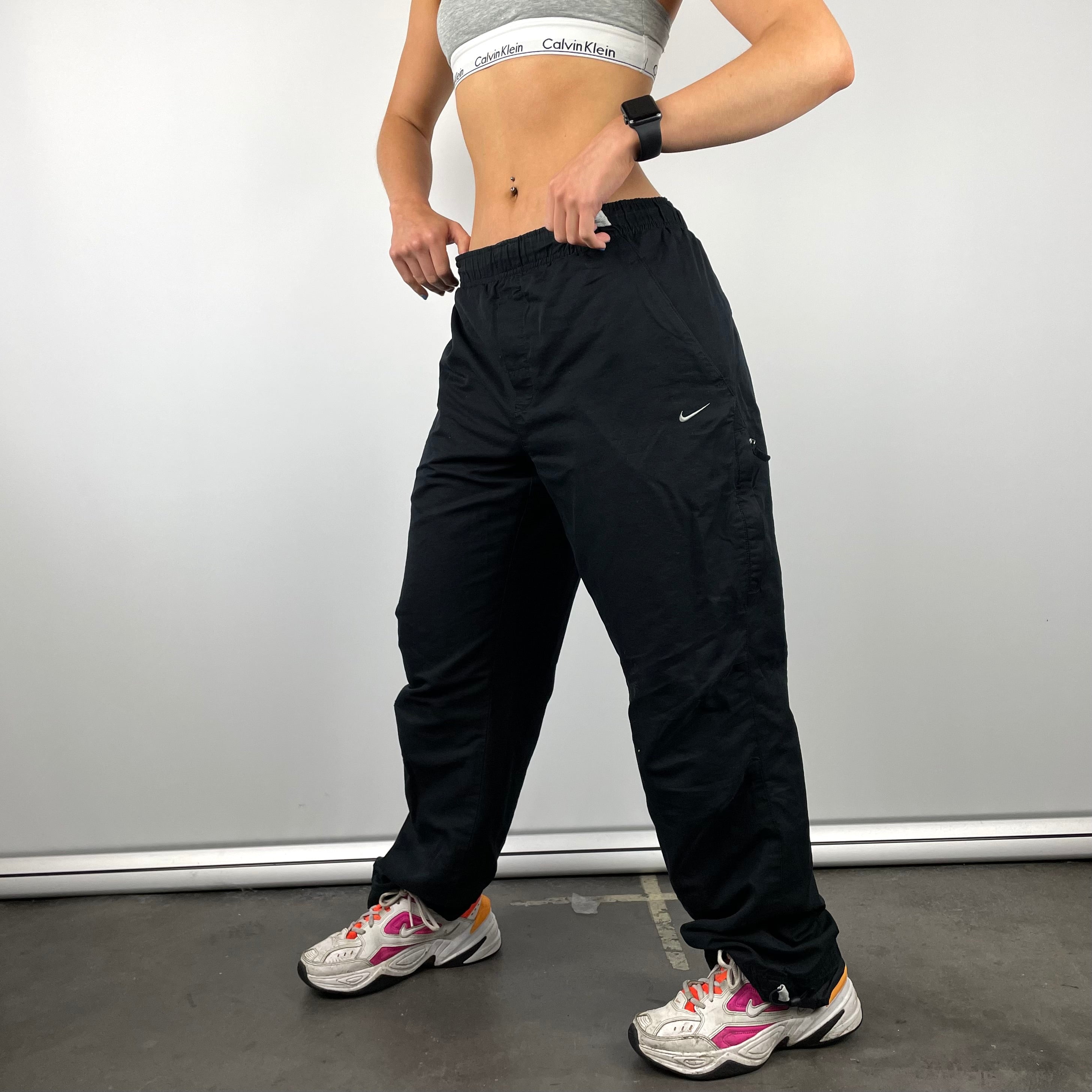 Nike Black Embroidered Swoosh Track Pants (S)
