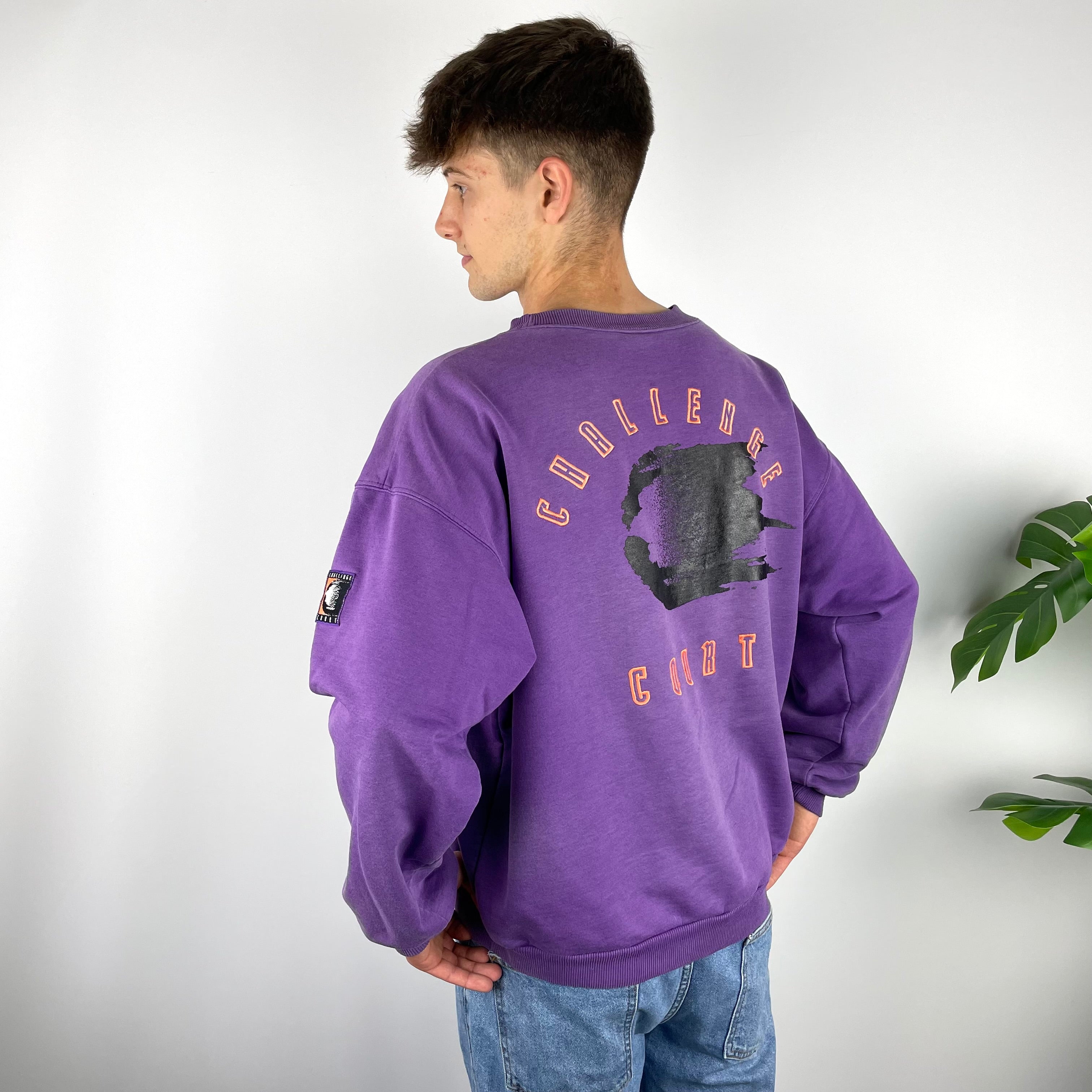 Nike Challenge Court RARE Purple Embroidered Spell Out Sweatshirt (L)