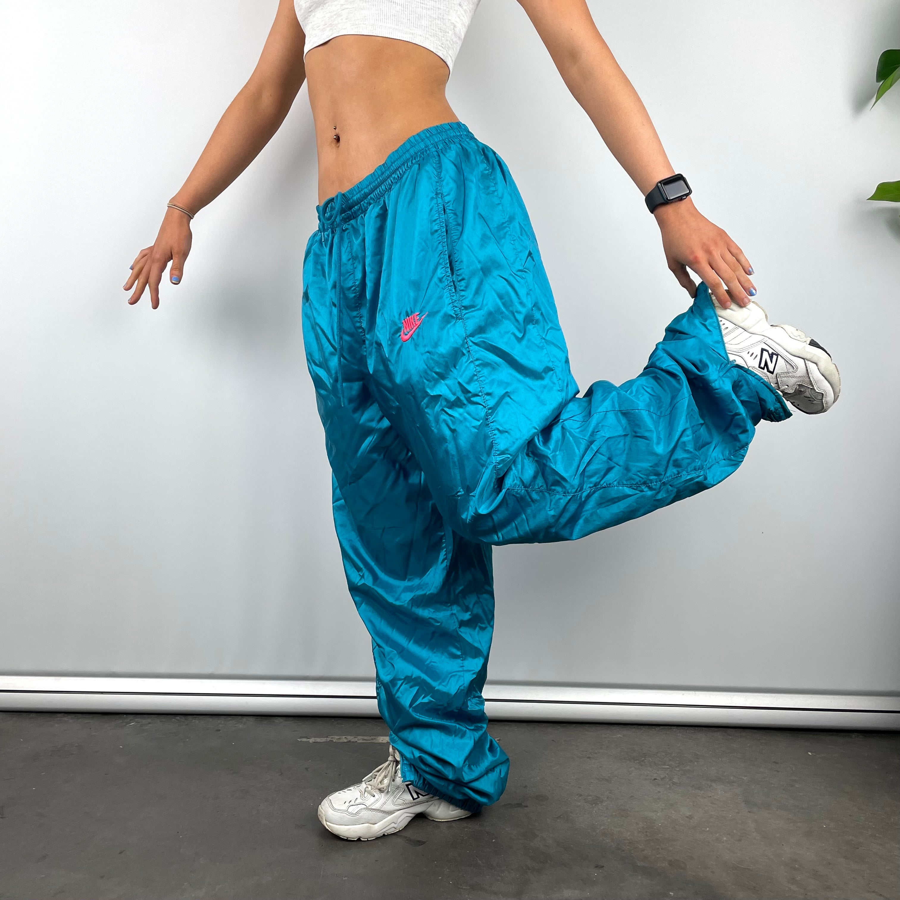 Nike Blue Embroidered Spell Out Track Pants (L)