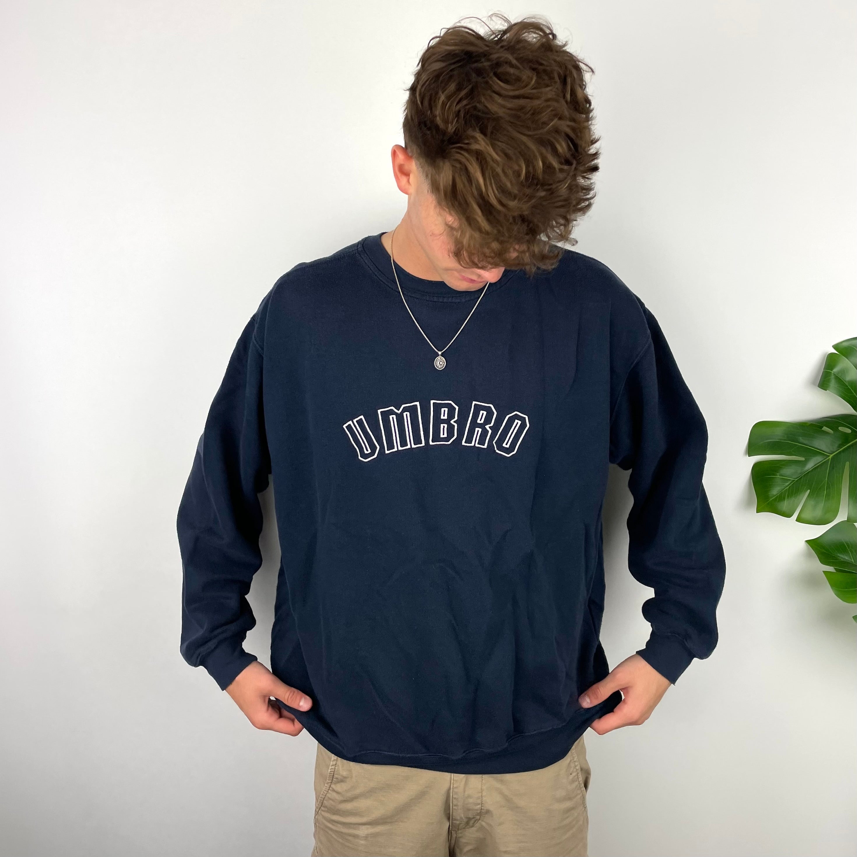 Umbro RARE Navy Embroidered Spell Out Sweatshirt (XL)