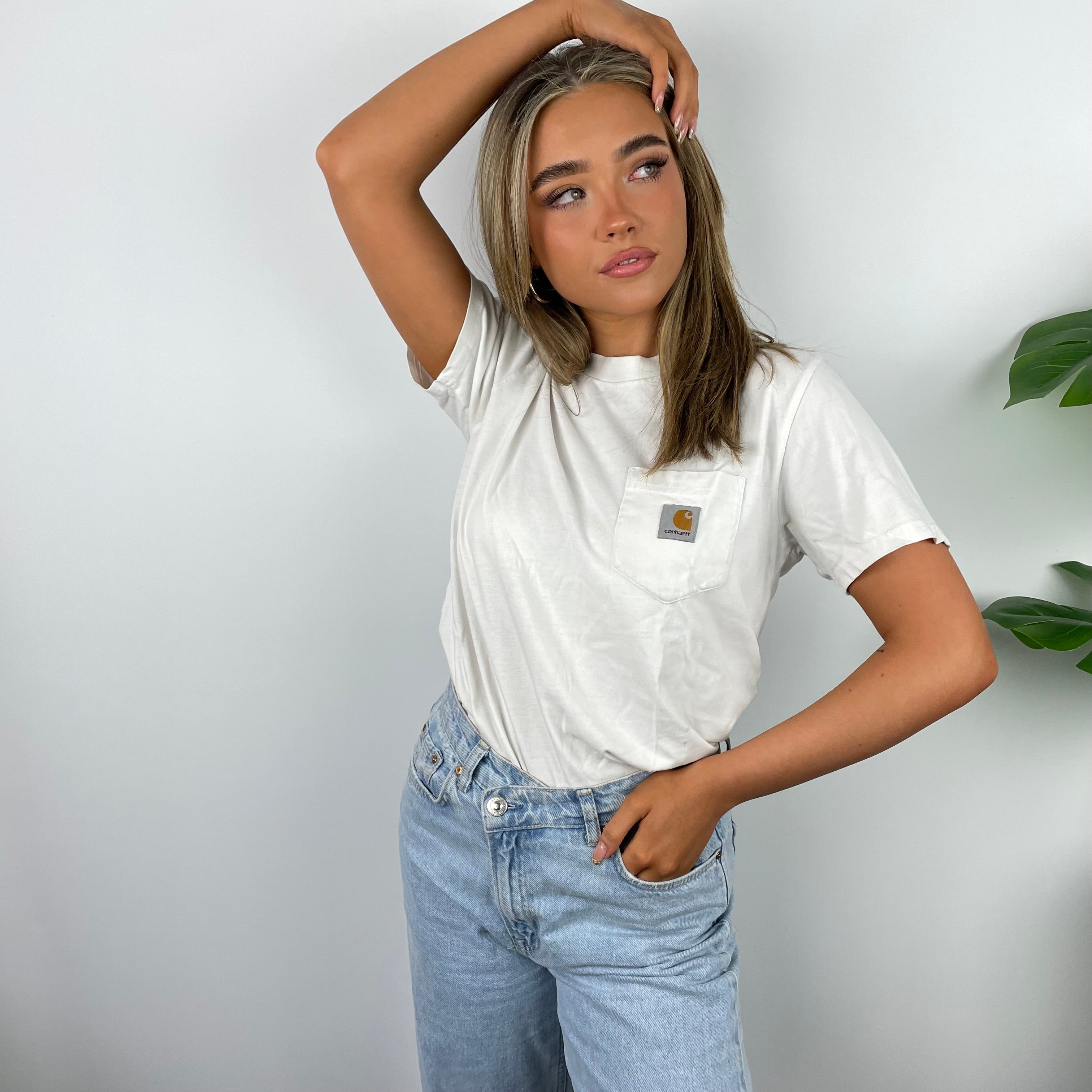 Carhartt RARE White Embroidered Logo T Shirt (S)