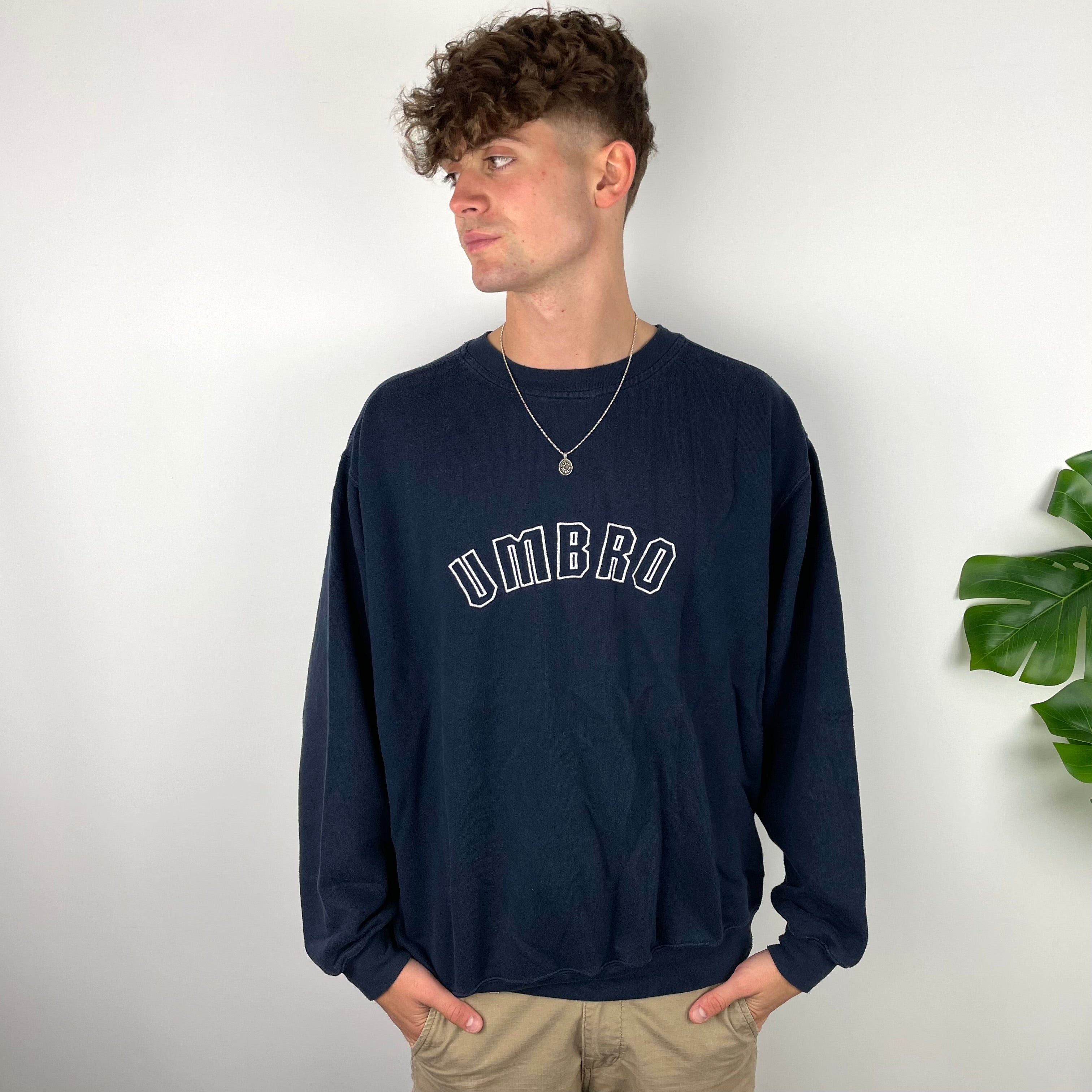 Umbro RARE Navy Embroidered Spell Out Sweatshirt (XL)