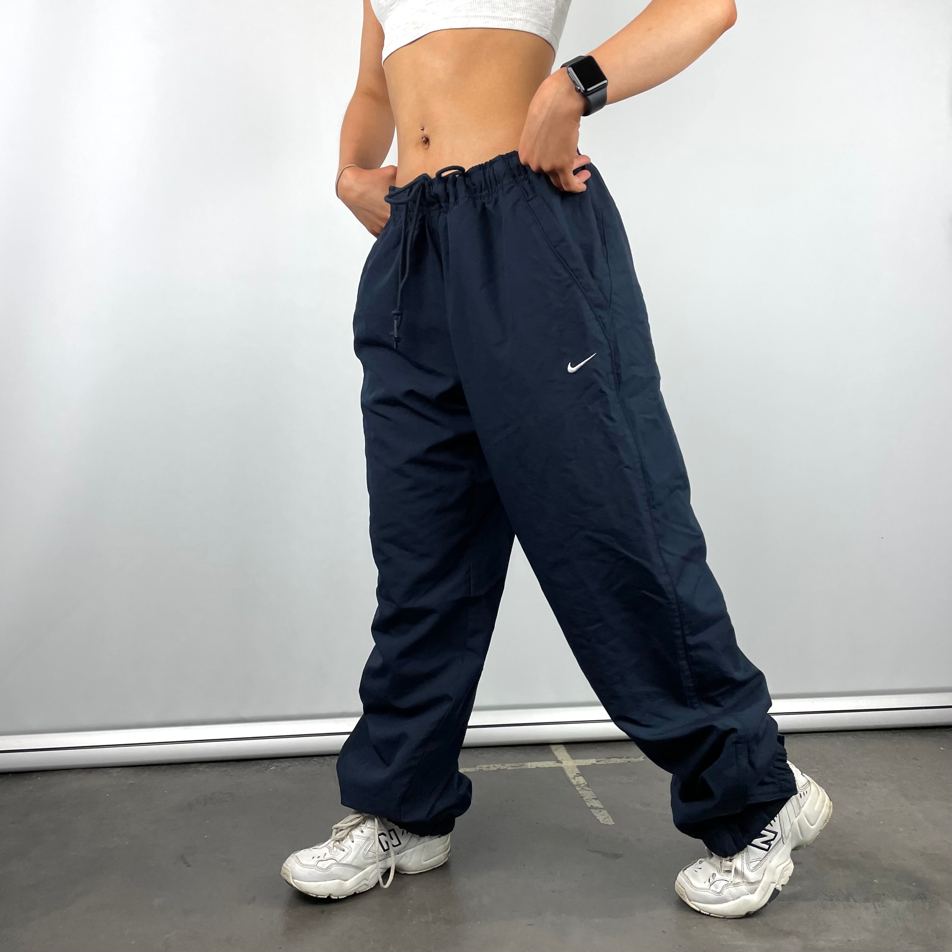 Nike Navy Embroidered Swoosh Track Pants (XL)