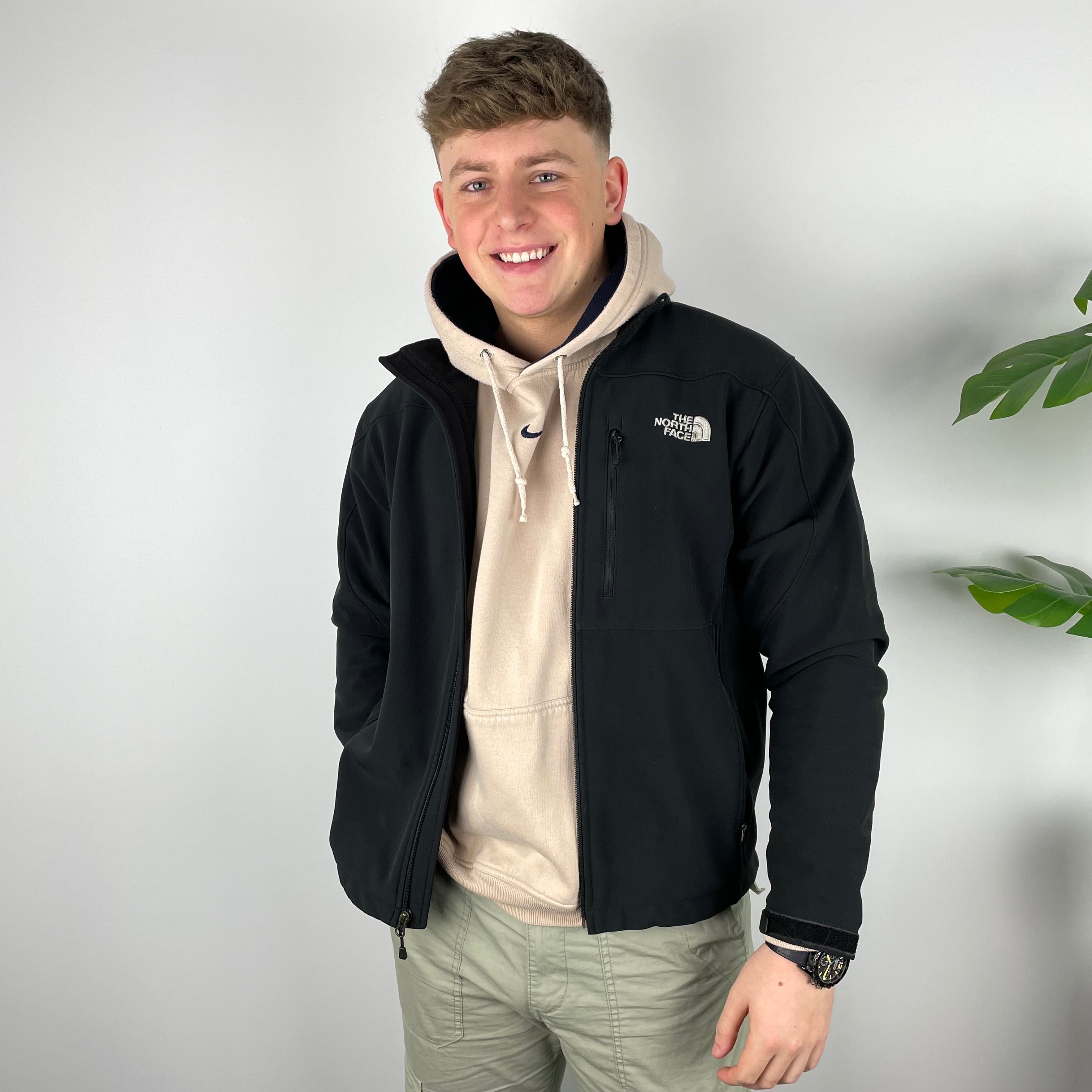 North Face RARE Black Zip Up Jacket (M)