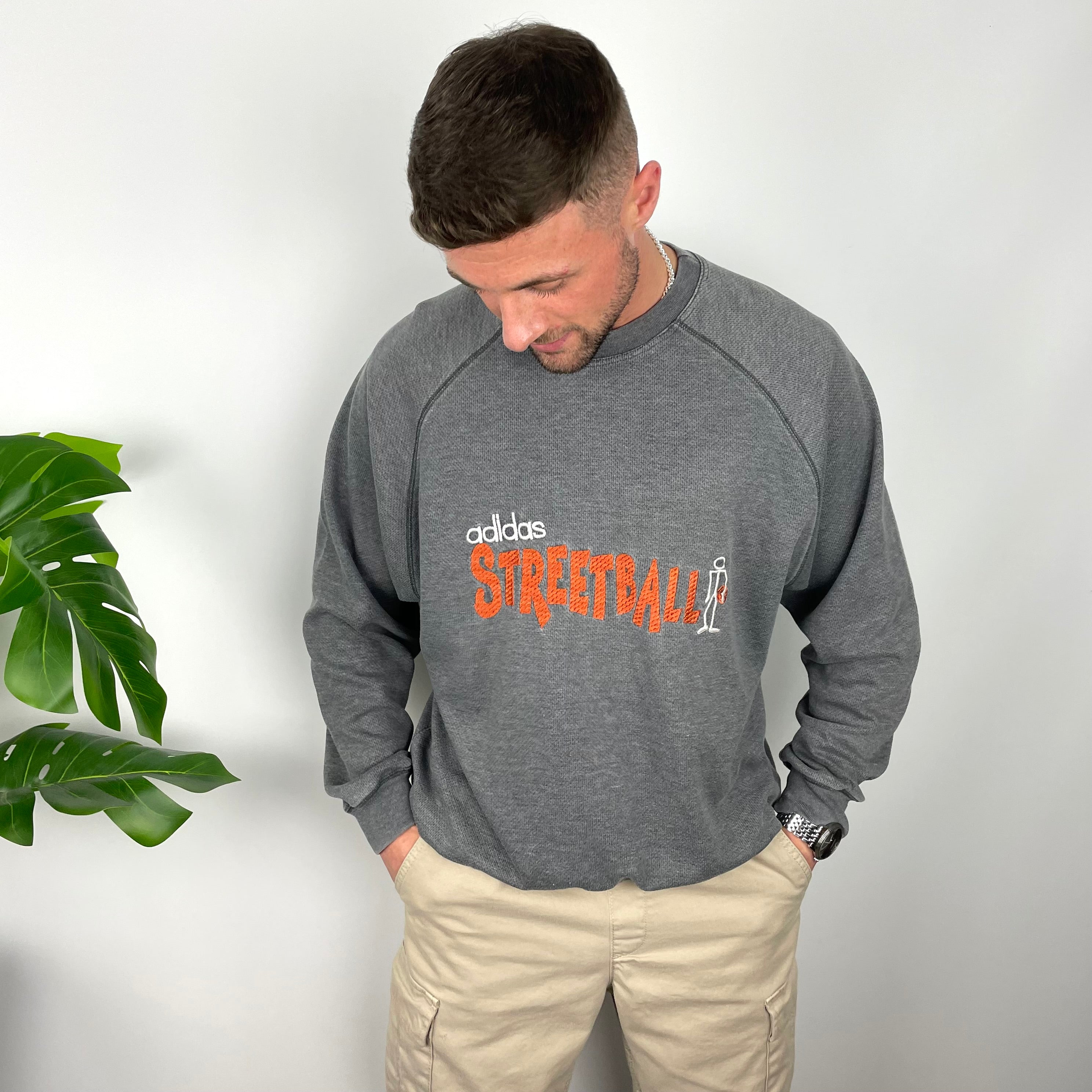 Adidas X Streetball RARE Grey Embroidered Spell Out Sweatshirt (M)