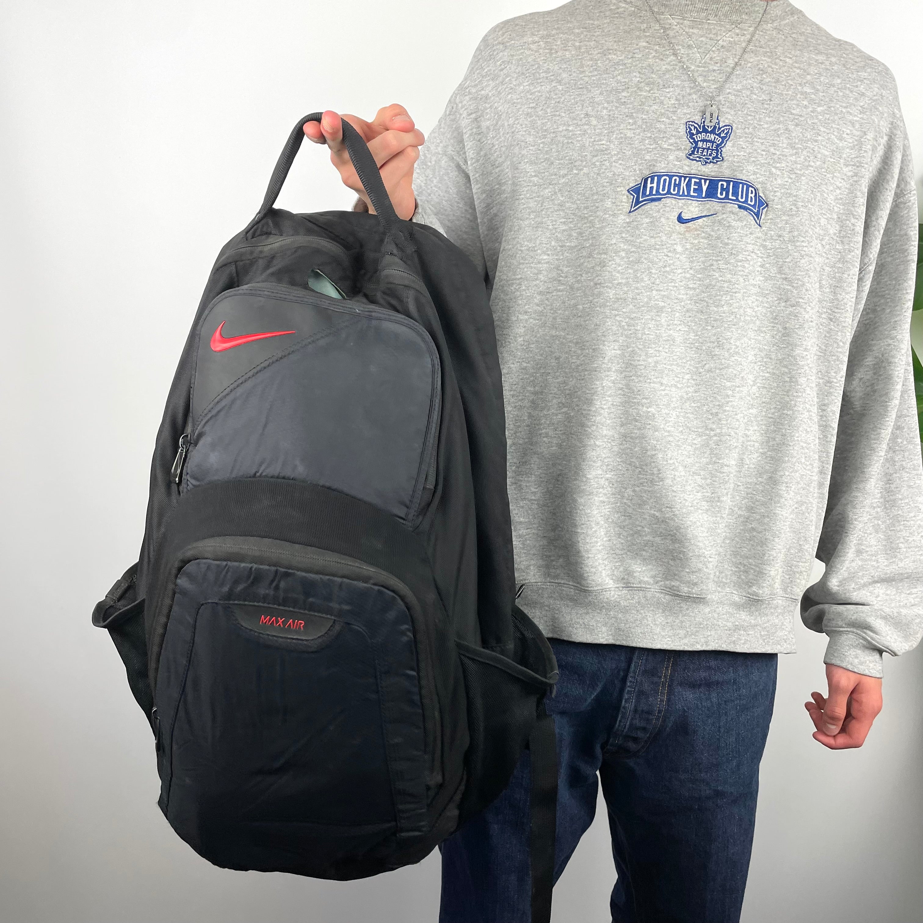 cheap nike max air backpack Nike Air Max RARE Black Embroidered Spell Out Backpack – Jamie Online Vintage