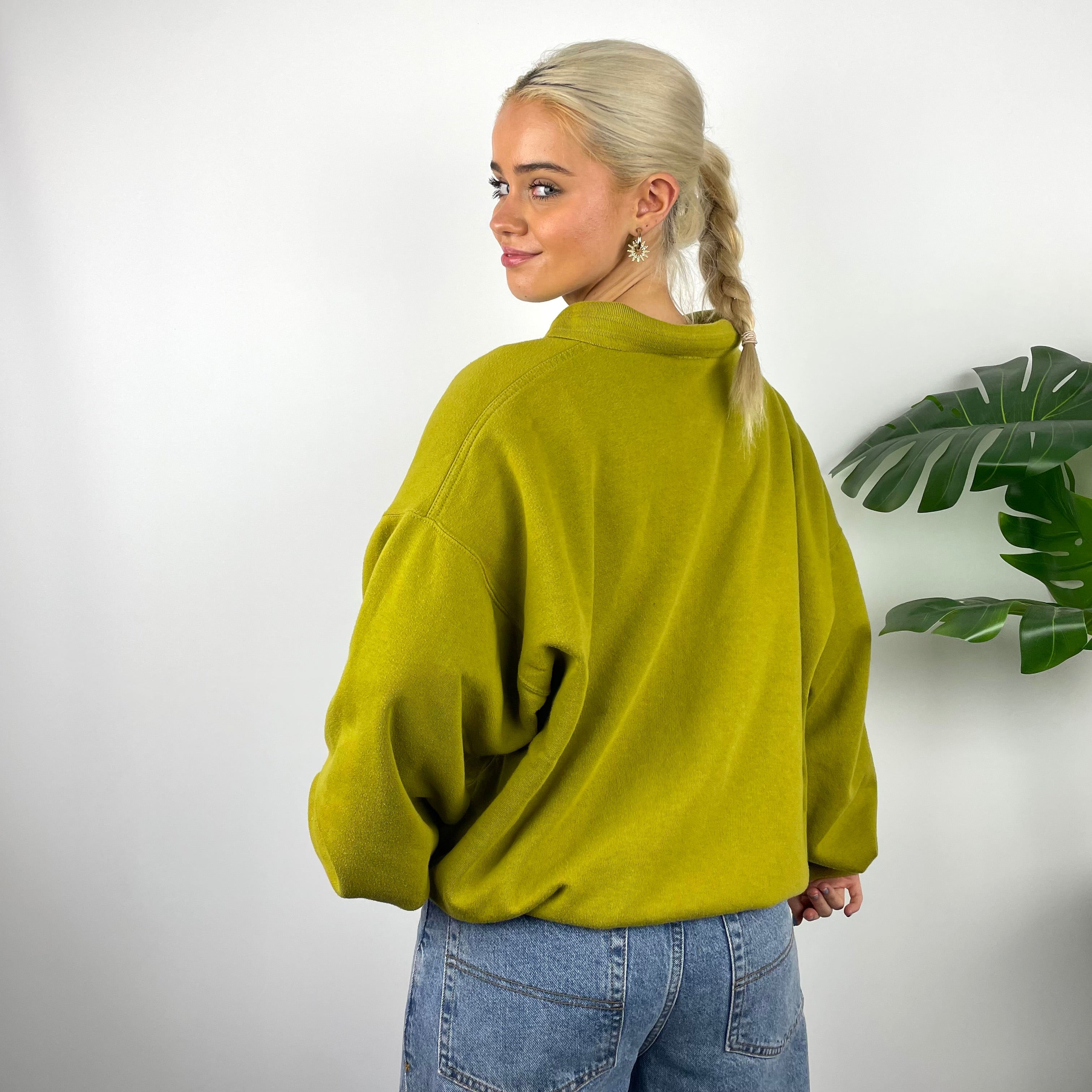 Nike RARE Olive Embroidered Spell Out Button Up Sweatshirt (L)
