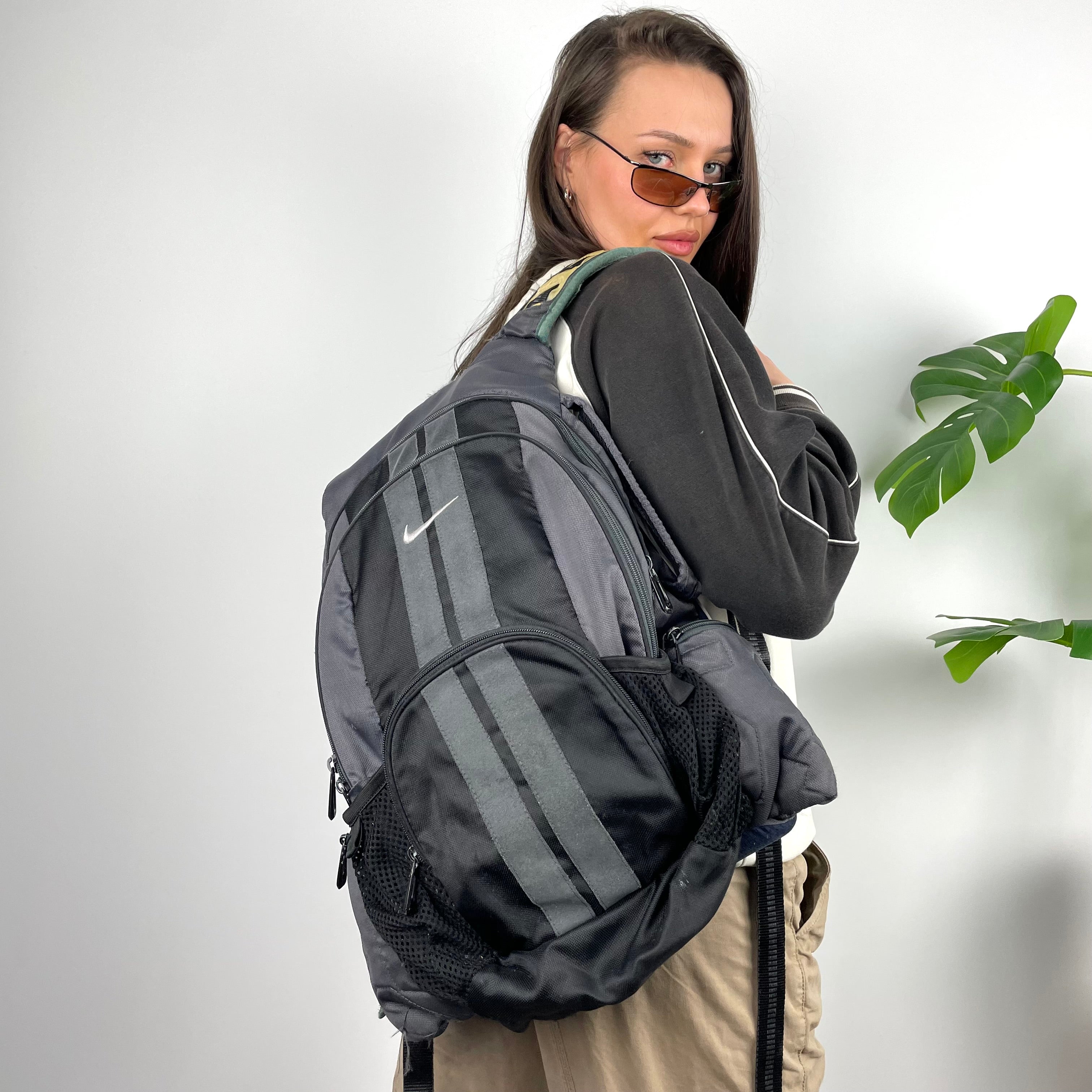 Nike RARE Black & Grey Embroidered Swoosh Backpack