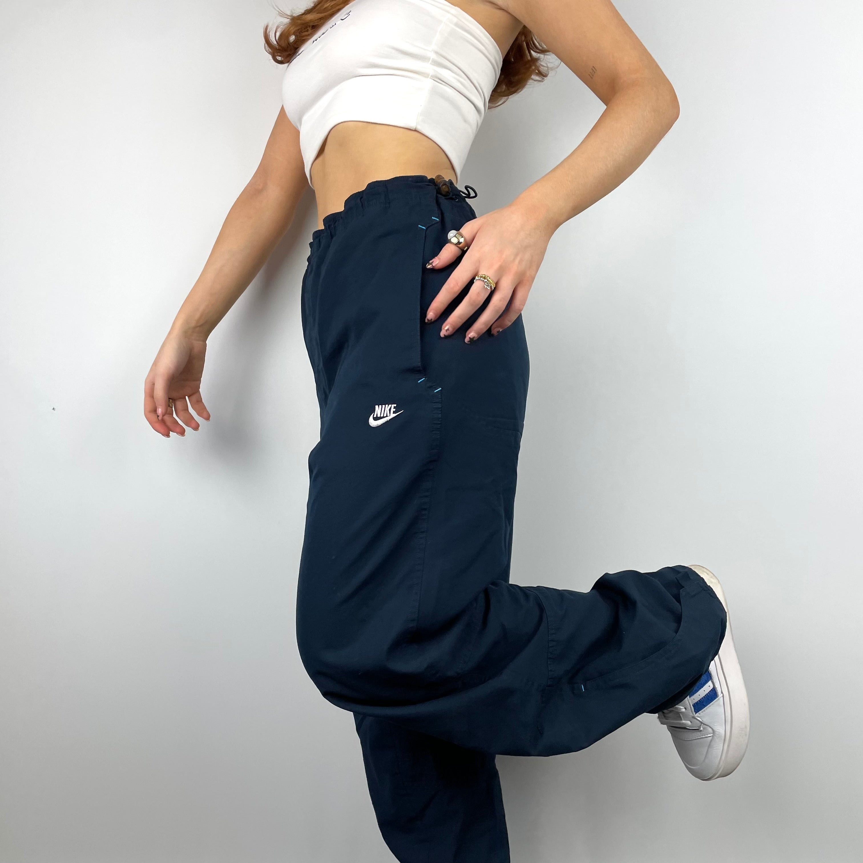 Nike Navy Embroidered Spell Out Track Pants (L)