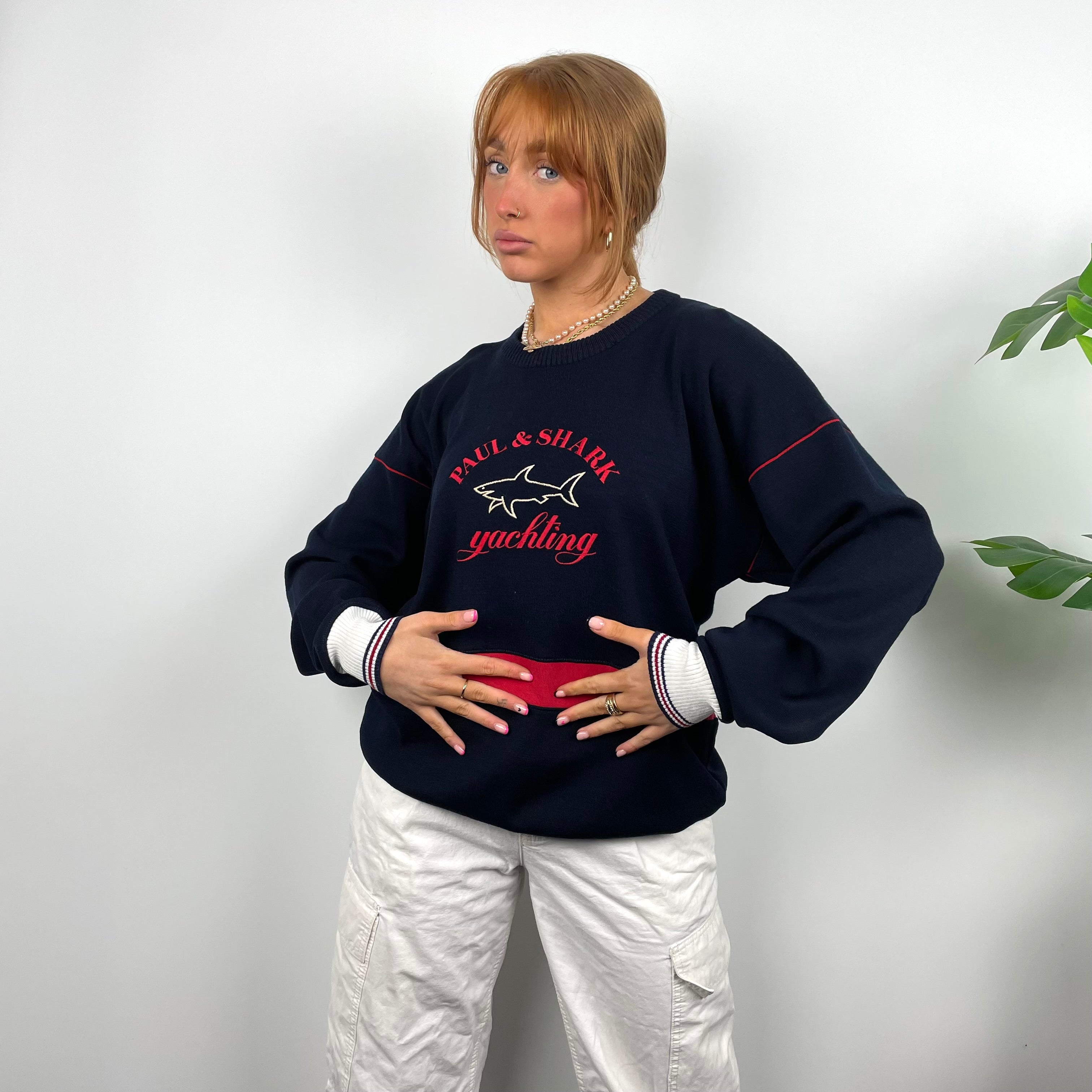 Paul & Shark RARE Navy Embroidered Spell Out Sweater (XL)