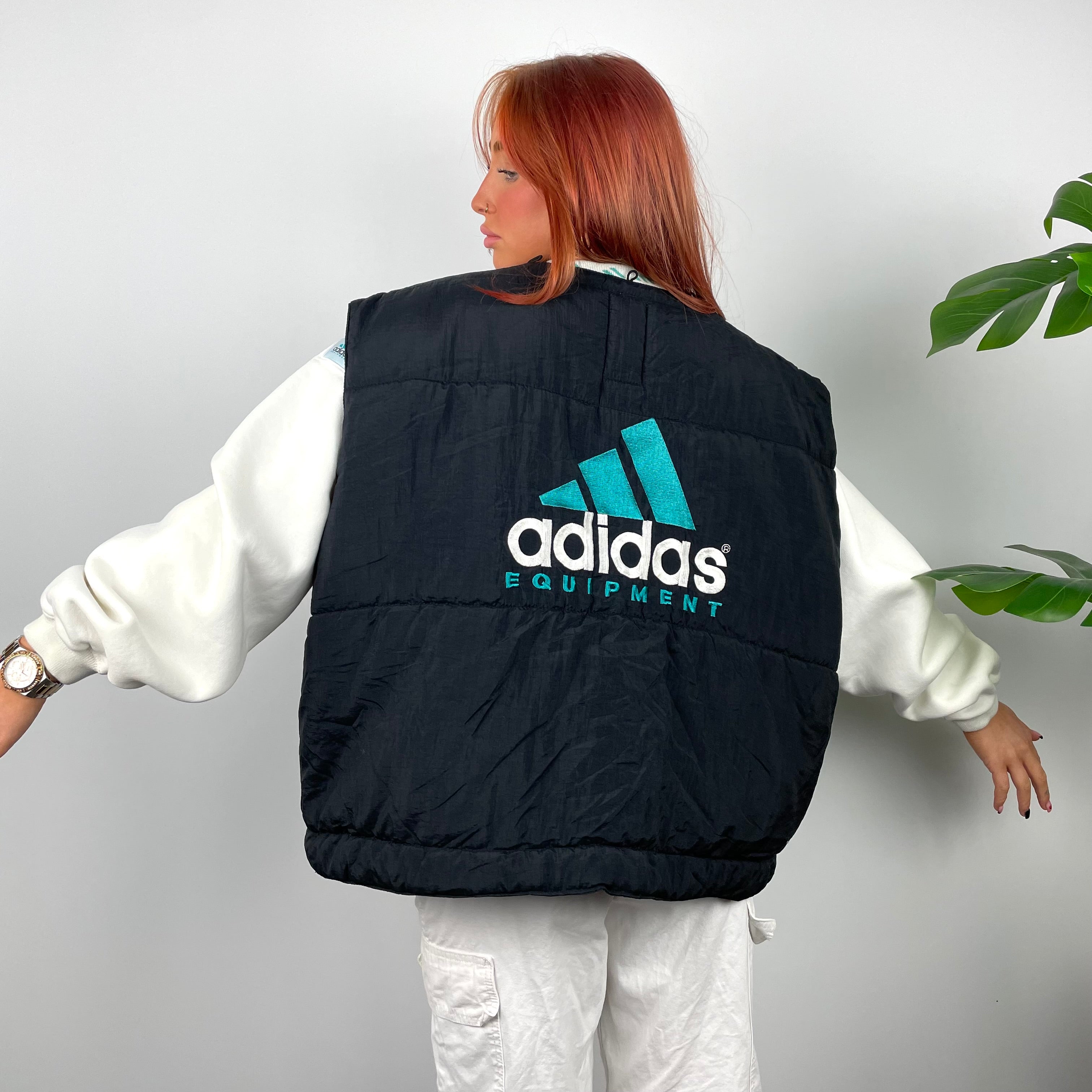 Adidas Equipment RARE Black Embroidered Spell Out Gilet (L)