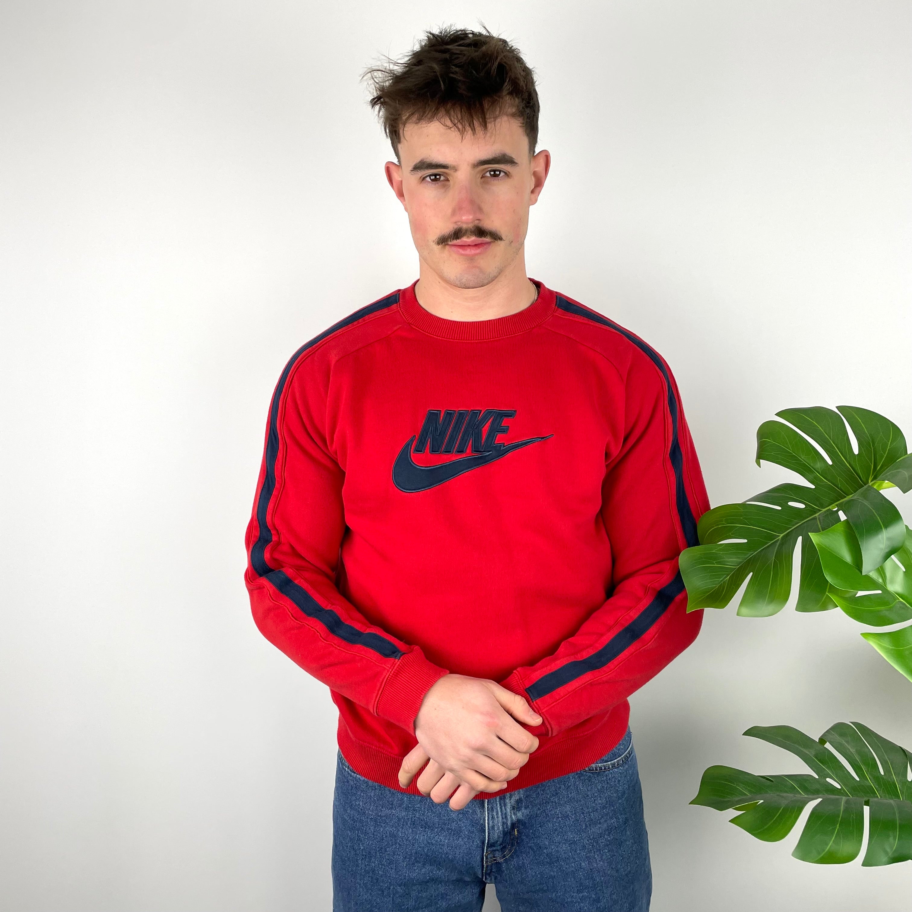 Nike RARE Red Embroidered Spell Out Sweatshirt (M)