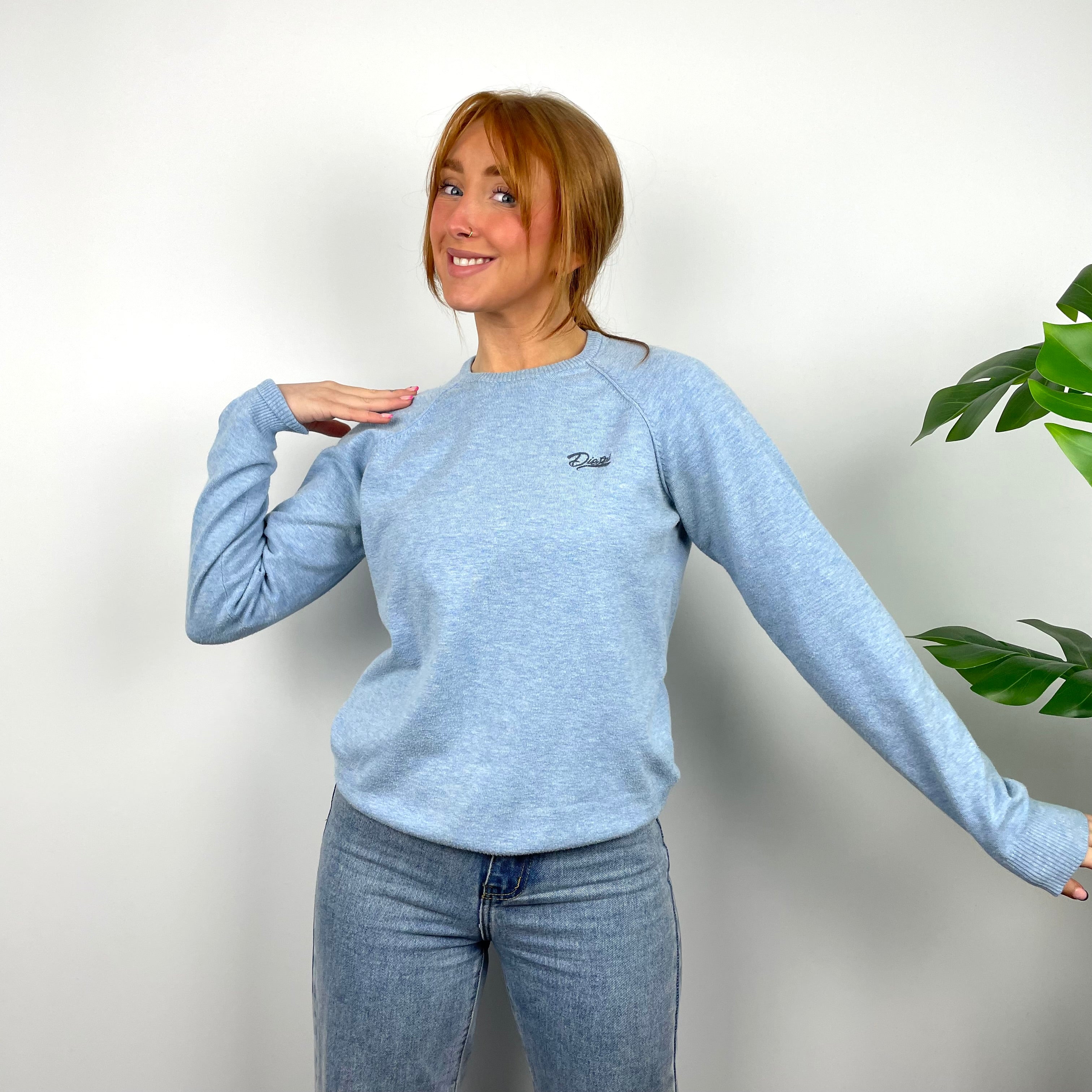 Diesel RARE Baby Blue Embroidered Spell Out Sweatshirt (M)