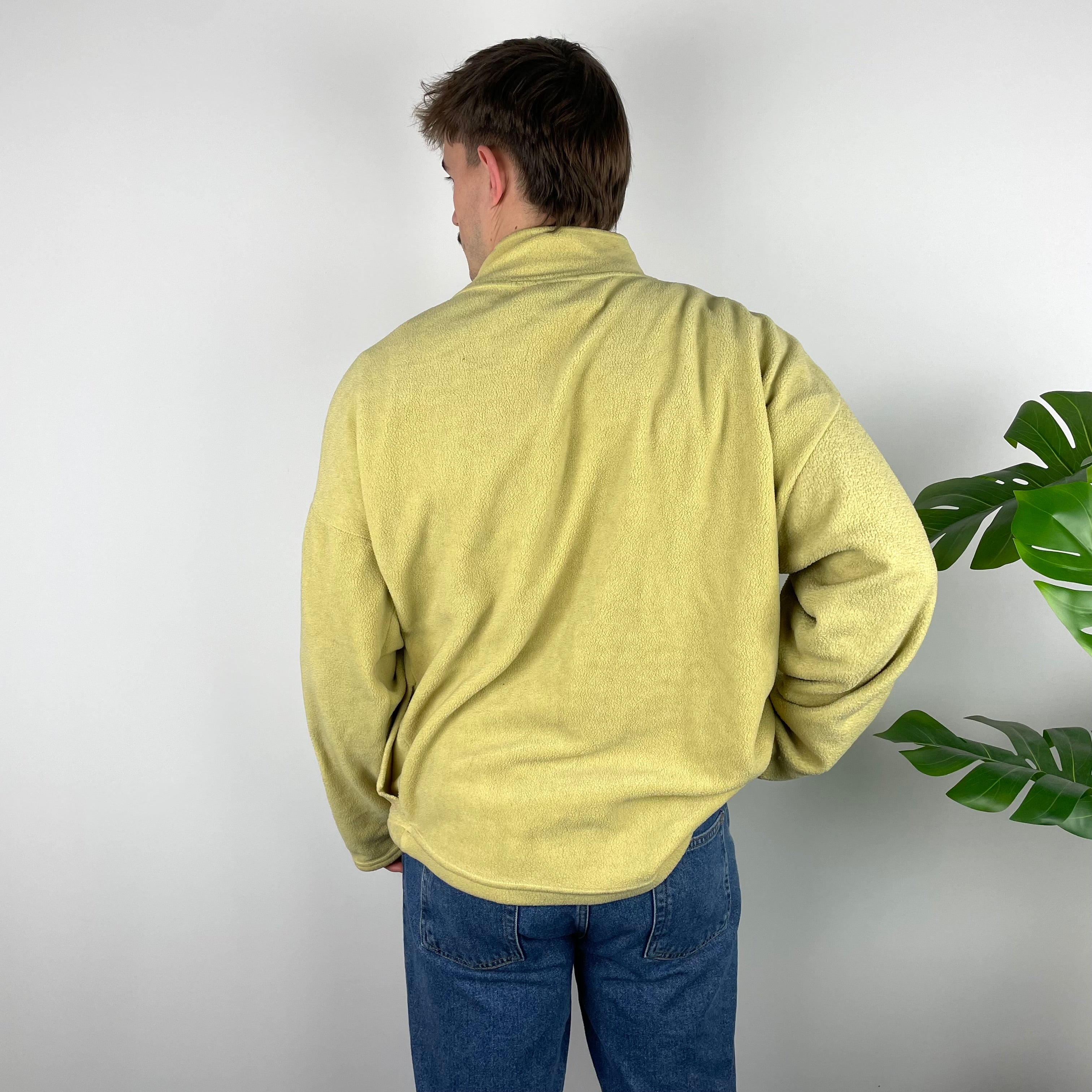 Tommy Hilfiger RARE Yellow Embroidered Logo Teddy Bear Fleece Quarter Zip Sweatshirt (XL)