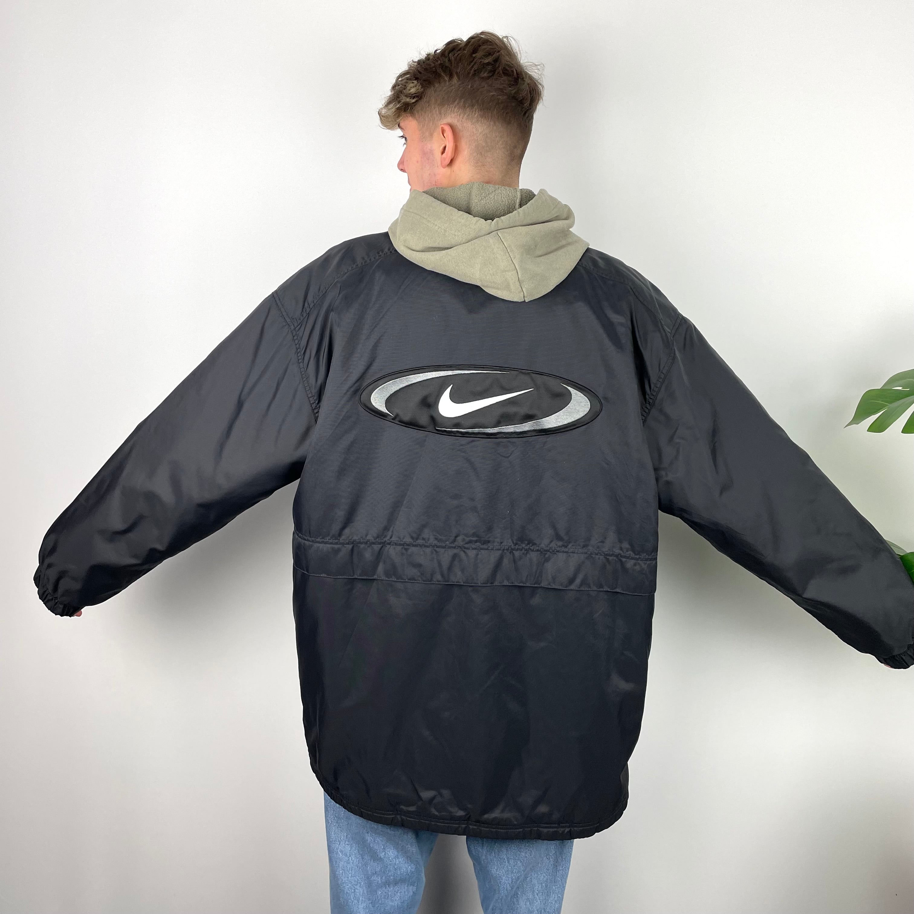 Nike RARE Black Embroidered Swoosh Padded Jacket (XL)