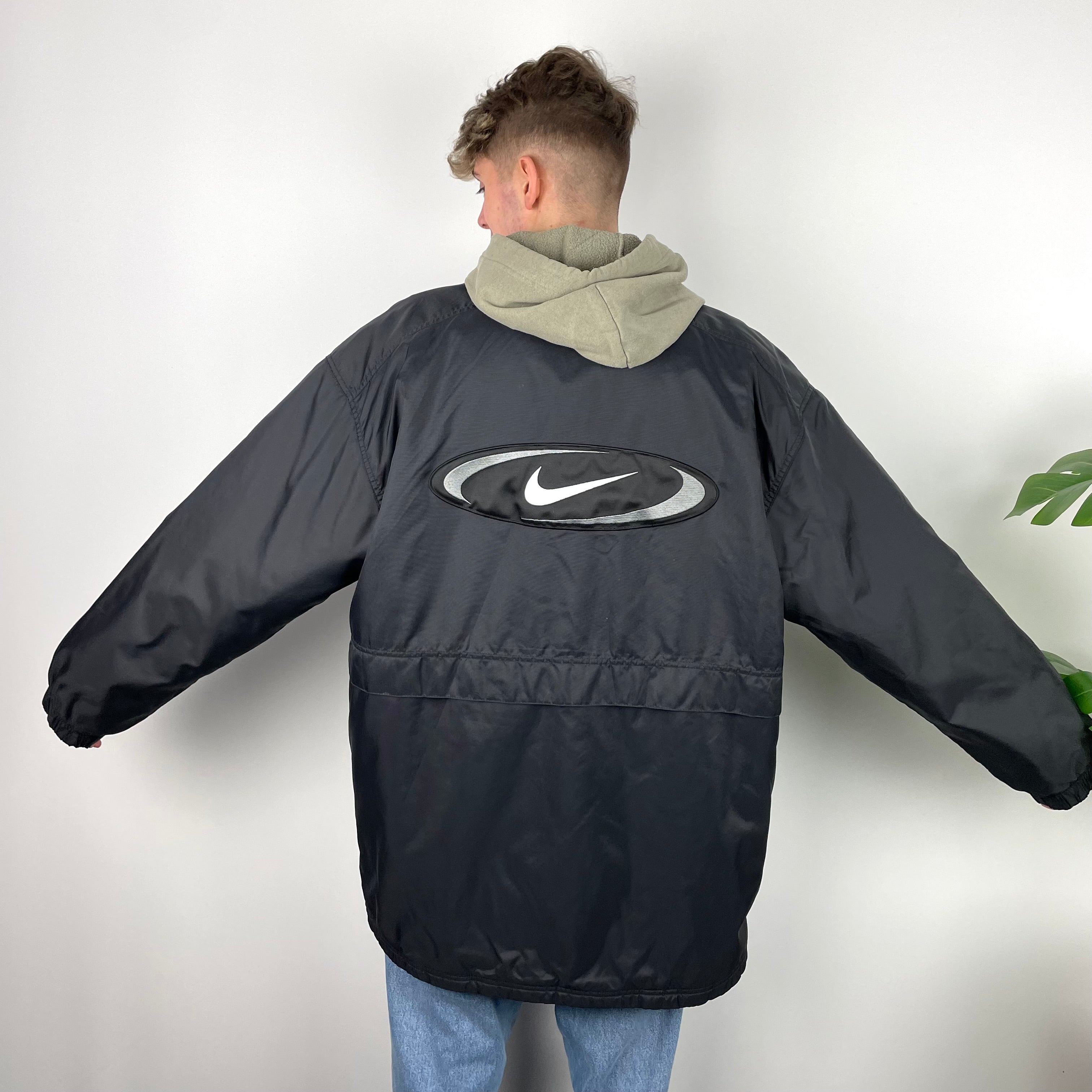 Nike RARE Black Embroidered Swoosh Padded Jacket (XL)