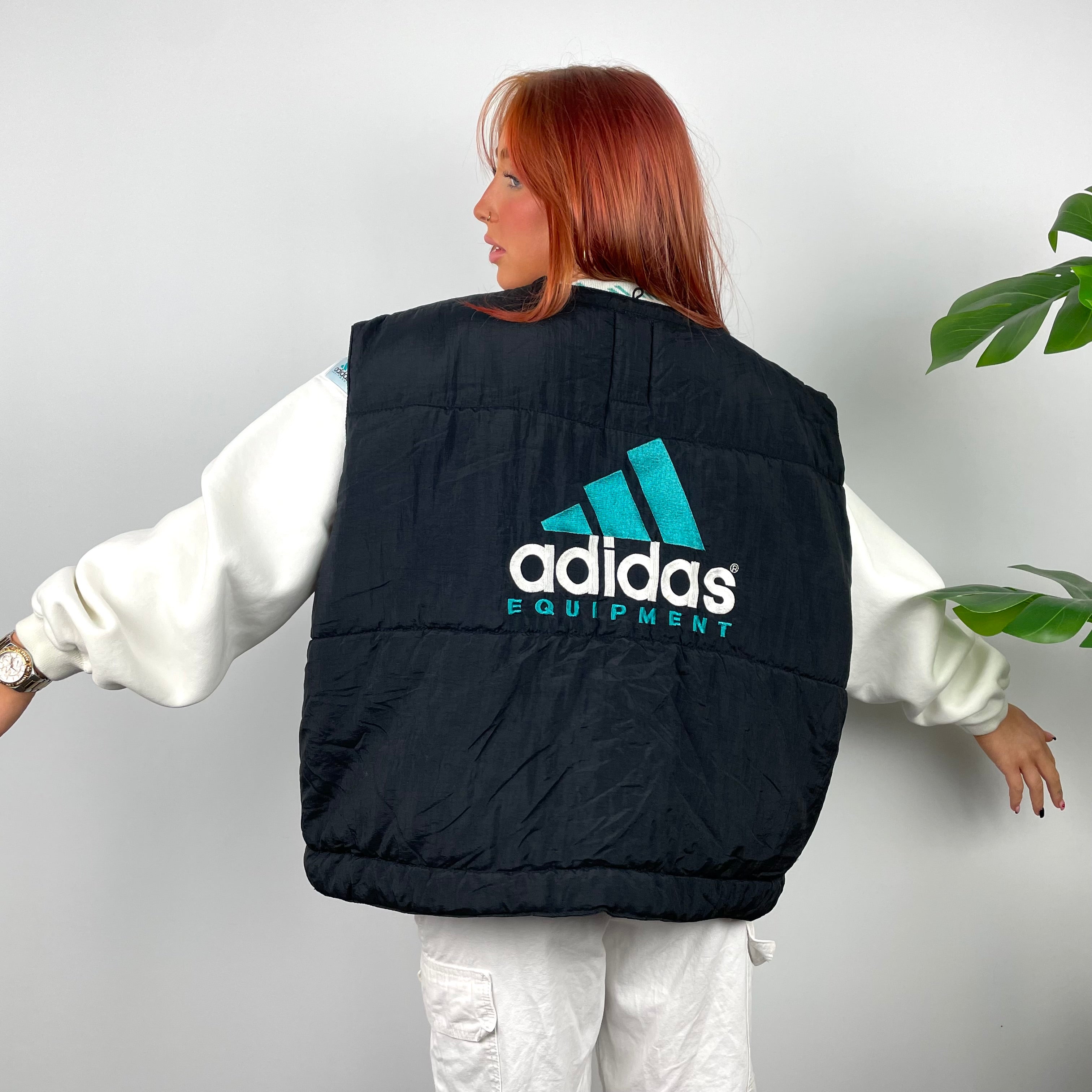 Adidas Equipment RARE Black Embroidered Spell Out Gilet (L)