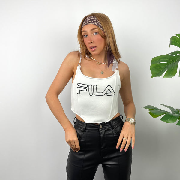 FILA RARE White Embroidered Spell Out Corset (S/M)