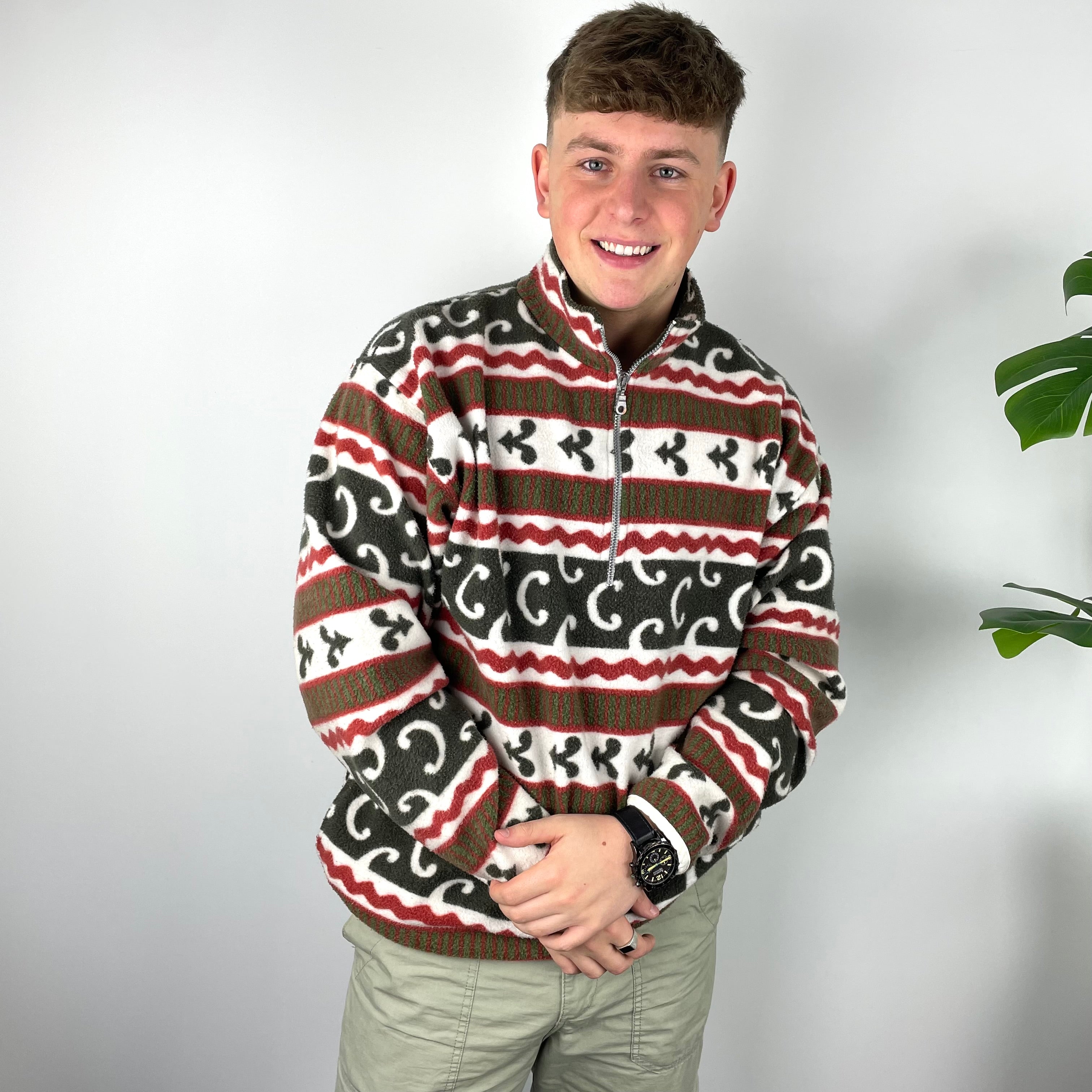 Funky Teddy Bear Fleece Quarter Zip Sweatshirt (XL)